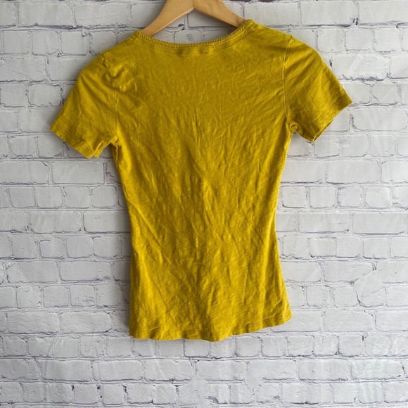 Anthropologie Ett:twa Twist Front Top Short Sleeve Size XS Yellow - Picture 5 of 9